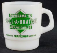Termocrisa Sears Craftsman SellABration Powerama '92 Milk Glass Coffee Mug